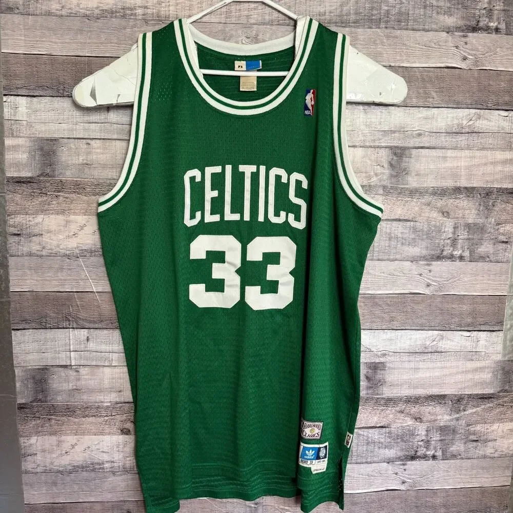 Larry Bird Adidas Hardwood Classic Swingman Jersey Mens 2XL Green Embroidered
